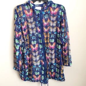 Vtg Duffel Sportswear Mesh Butterfly Print Jacket
